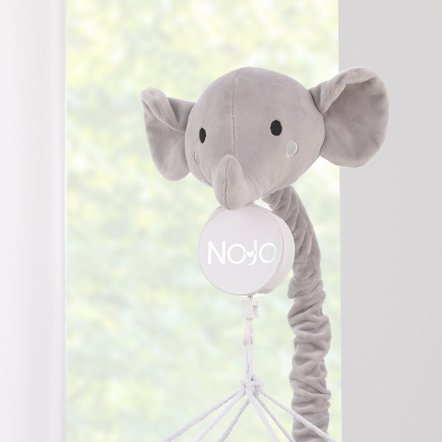 NoJo Plush Elephant Gray and White Puffy Clouds Musical Mobile