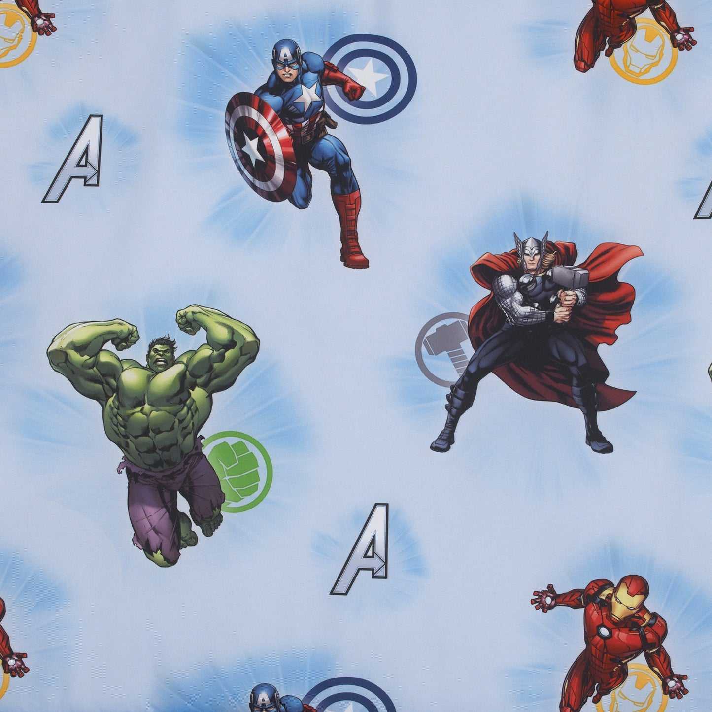 Marvel Avengers Fight the Foes Blue, Red, and Green Hulk, Iron Man, Thor, Captain America Preschool Nap Pad Sheet