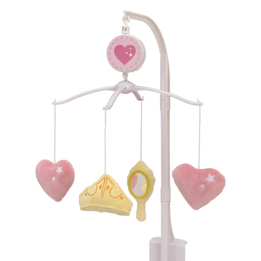 Disney Make A Wish Princess Pink and Gold Hearts, Crown, and Mirror Musical Mobile