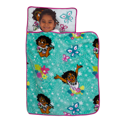 Disney Encanto Tropical Delight Turquoise, Pink, and Teal, Mirabel, Flowers, and Butterflies Toddler Nap Mat