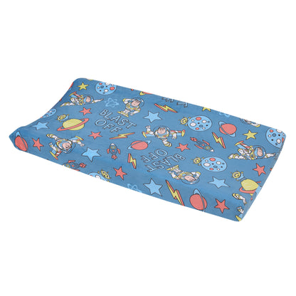 Disney Toy Story Buzz Lightyear Blue and Orange Blast-Off Contoured Changing Pad Cover