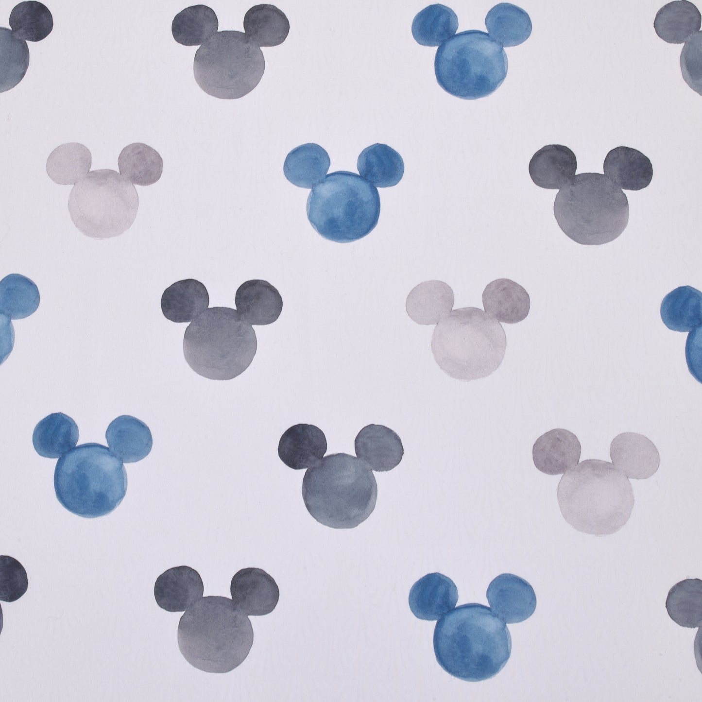 Disney Mickey Mouse - Black, White and Blue Watercolor Mickey Ears Nursery Fitted Mini Crib Sheet