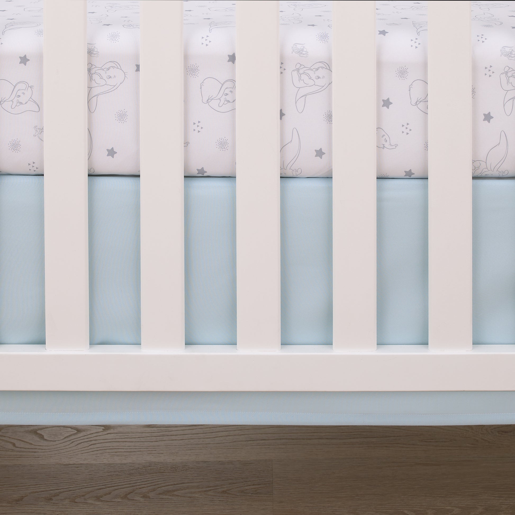 NoJo Disney Dumbo Shine Bright Lil Star Gray and White Stars Nursery Fitted Crib Sheet