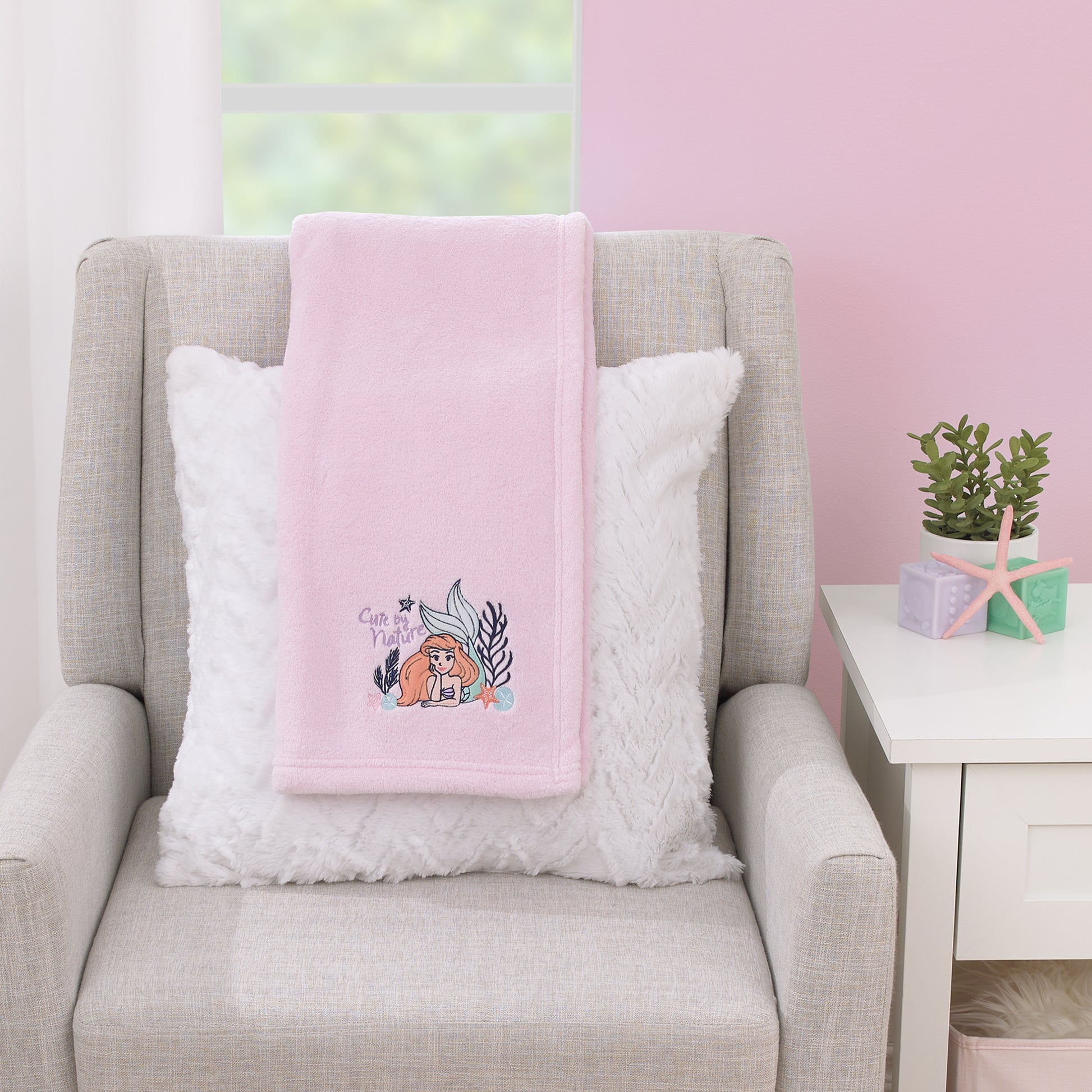 NoJo Disney The Little Mermaid Pink Ariel Cute by Nature Super Soft Baby Blanket