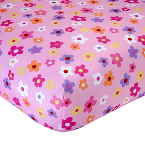 Everything Kids Fairytale Pink, Green and Teal, Castle, Frog, Flowers 4 Piece Toddler Bed Set - Comforter, Fitted Bottom Sheet, Flat Top Sheet, Reversible Pillowcase