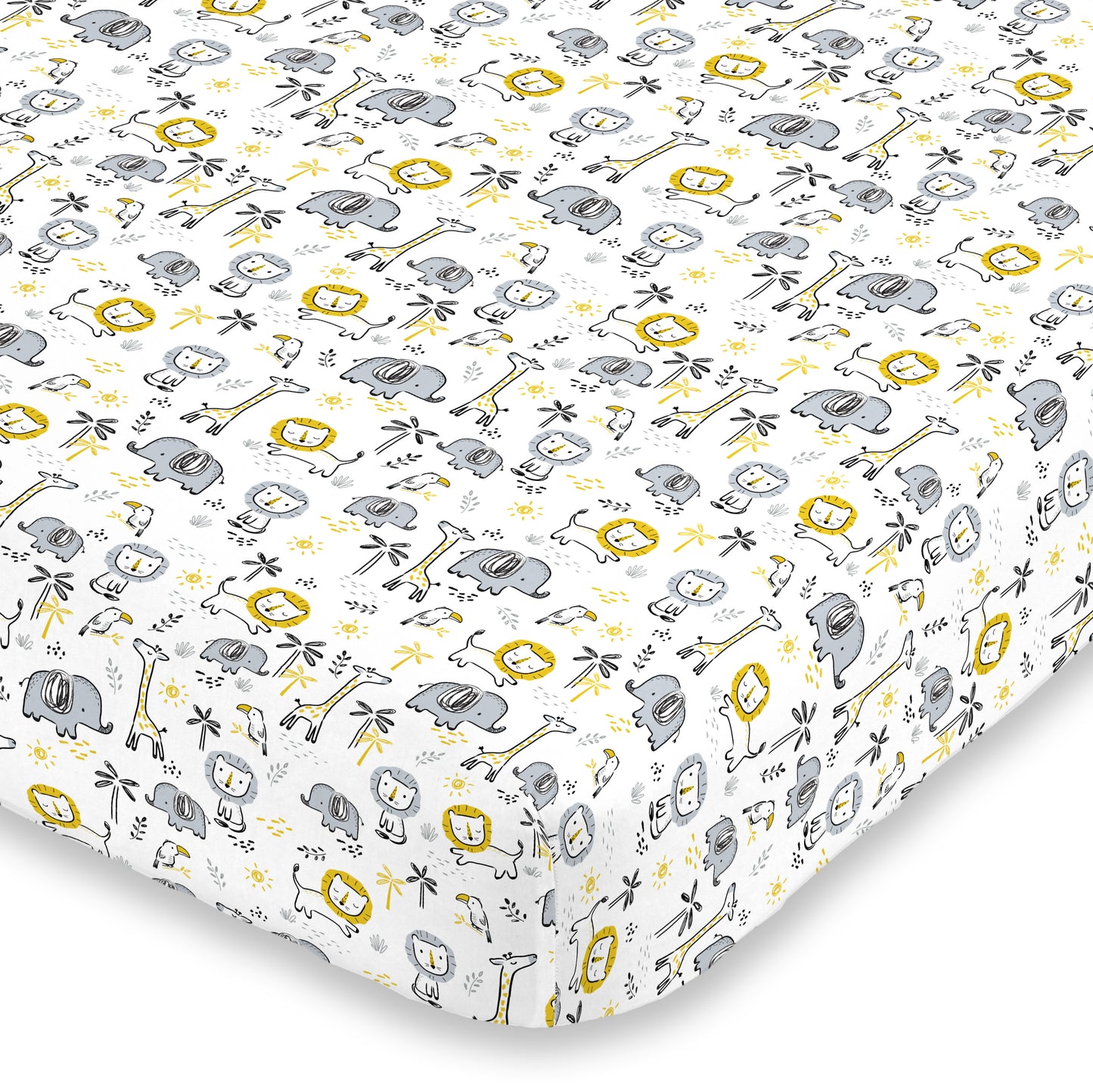 Little Love by NoJo Roarsome Lion - Grey, Yellow, White 3 Piece Nursery Crib Bedding Set with Comforter, Fitted Crib Sheet, Dust Ruffle