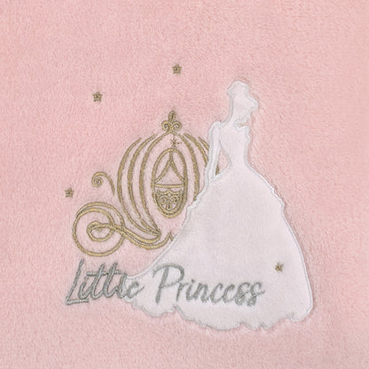 Disney Princess Enchanting Dreams Pink Cinderella Applique and Embroidered Super Soft Baby Blanket with a Silver Sparkle Organza Trim