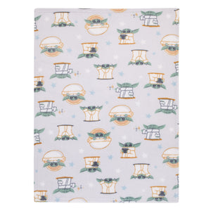 Star Wars Grogu Cutest in the Galaxy Cream, Green, and White Super Soft Baby Blanket