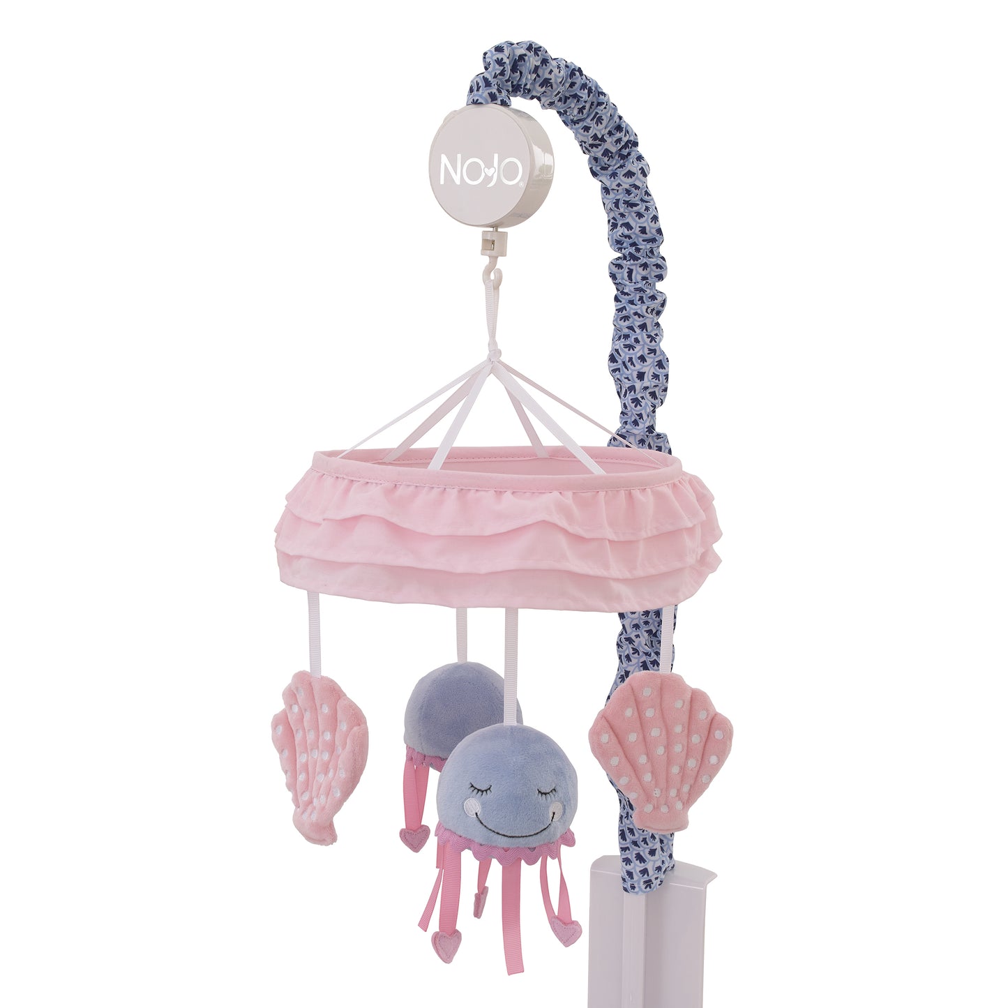 NoJo Mermaid Lagoon Pink and Blue Seashells and Jellyfish Ruffled Carousel Style Musical Mobile