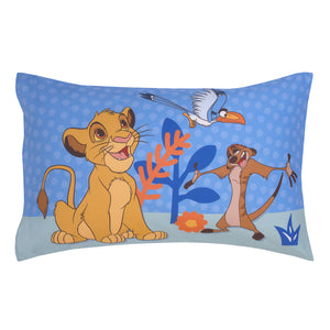 Disney The Lion King Blue, Tan, and Orange, Better Together 4 Piece Toddler Bed Set - Comforter, Fitted Bottom Sheet, Flat Top Sheet, and Reversible Pillowcase