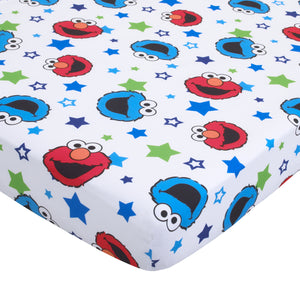 Sesame Street Awesome Buds - Red, Blue, Green, White 4pc Toddler Bed Set with Elmo and Cookie Monster