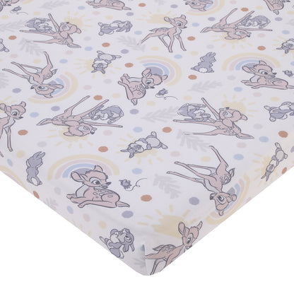 Disney B is for Bambi Tan, Gray, and White Nursery Fitted Mini Crib Sheet