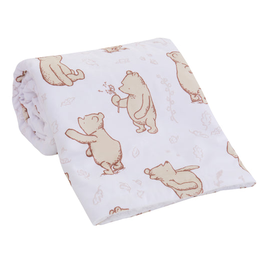 NoJo Disney Classic Winnie the Pooh You Are So Loved Sherpa Baby Blanket, Ivory and Taupe