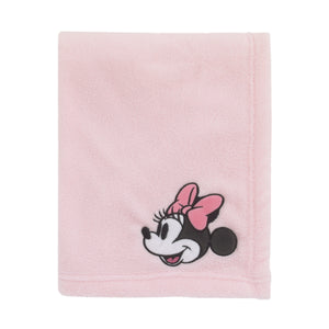 Disney Minnie Mouse 6 Piece Nursery Crib Bedding Set, Comforter, Two 100% Cotton Fitted Crib Sheets, Dust Ruffle, Baby Blanket, Changing Pad Cover, Pink, Grey & White