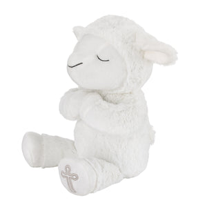Little Love by NoJo White Plush Lamb with Praying Hands and Embroidered Cross for Baptism or Christening Gift