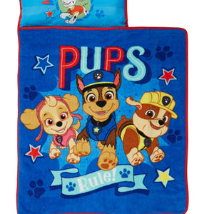 NoJo Paw Patrol Pups Rule Toddler Nap Mat - Includes Attached Pillow and Fleece Blanket