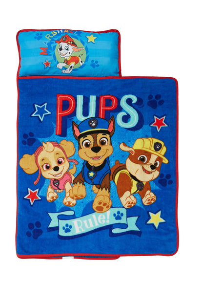 NoJo Paw Patrol Pups Rule Toddler Nap Mat - Includes Attached Pillow and Fleece Blanket