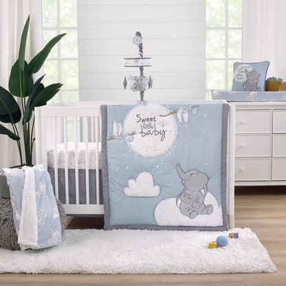 Disney Dumbo Sweet Little Baby Light Blue and White Super Soft Sherpa Baby Blanket