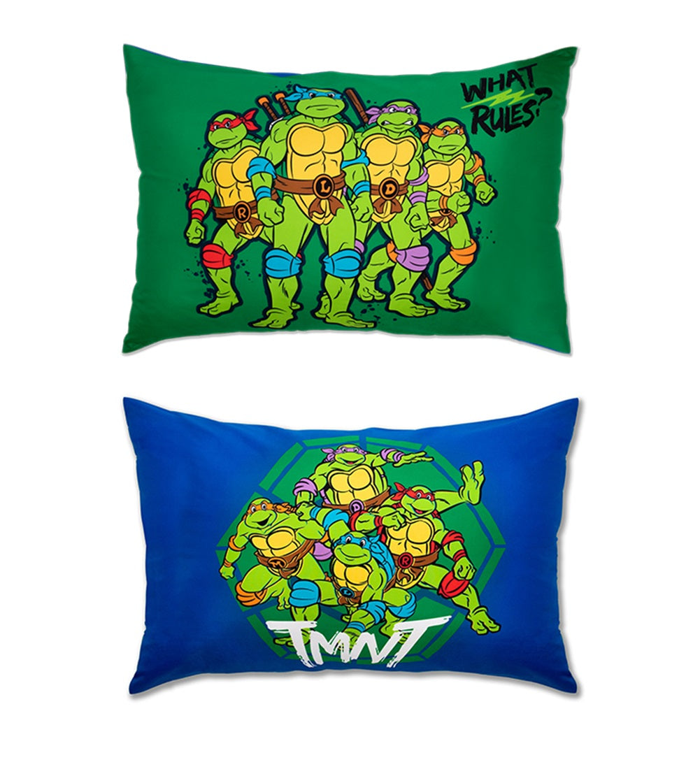 NoJo Teenage Mutant Ninja Turtles 4 Piece Toddler Bed Set - Includes a Comforter, Fitted Bottom Sheet, Flat Top Sheet, Reversible Pillowcase