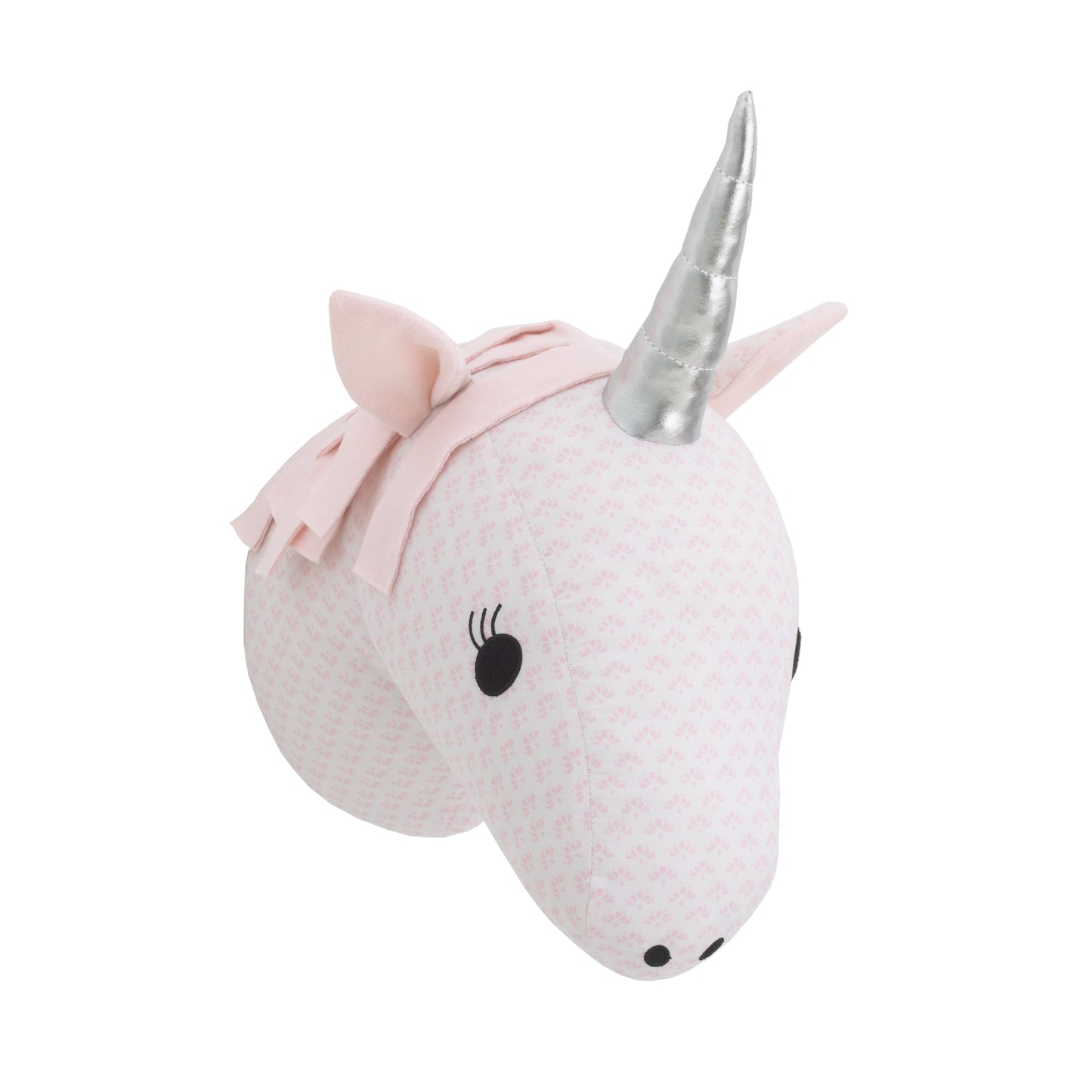 NoJo Pink and White Unicorn Plush Head Wall Decor