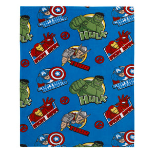 Marvel The Avengers I Am A Hero Blue, Green, and Red Super Soft Toddler Blanket