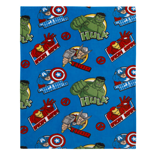 Marvel The Avengers I Am A Hero Blue, Green, and Red Super Soft Toddler Blanket