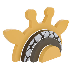 Giraffe Yellow, Brown, and White Wood Stacking Shelfie Décor