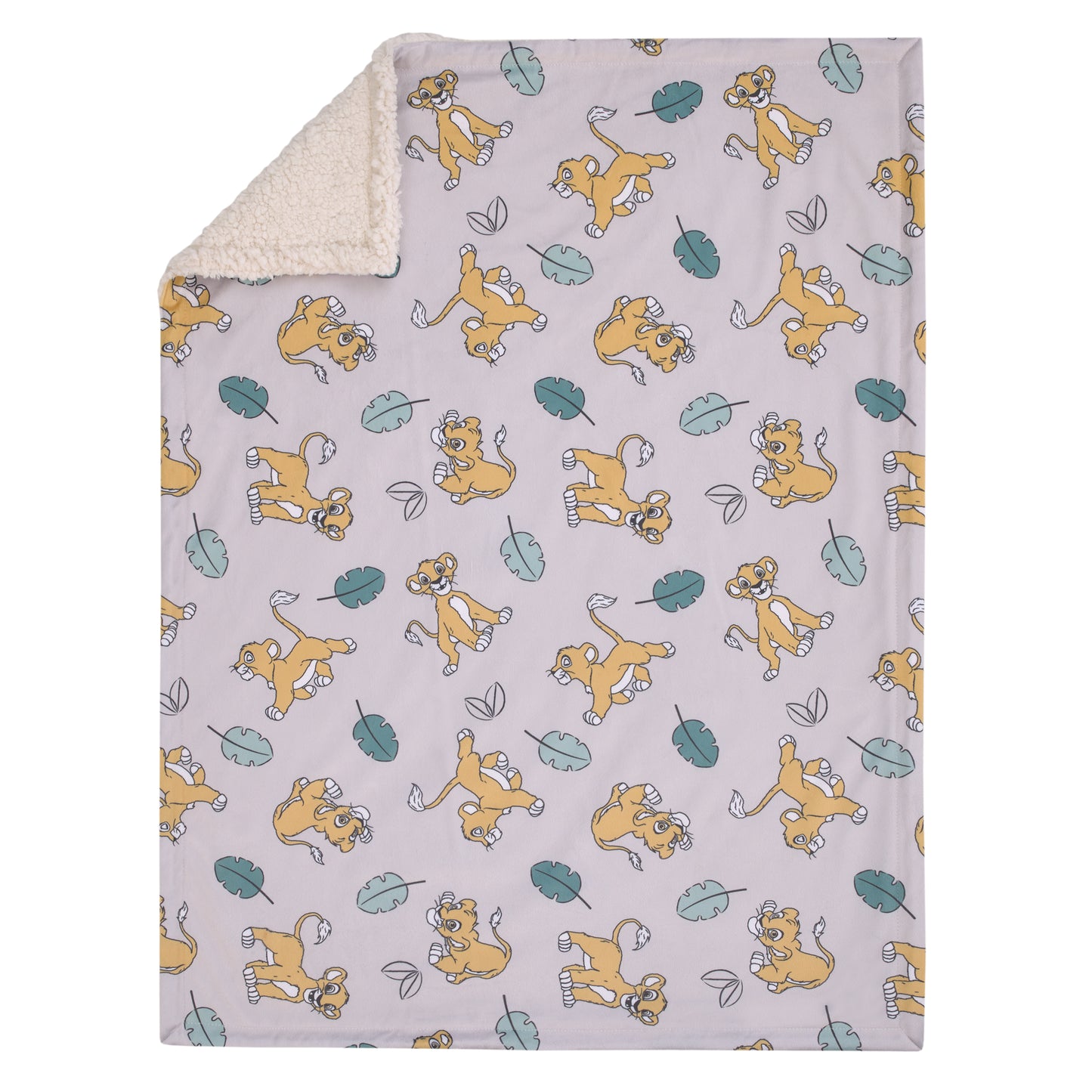 Disney Lion King Ivory, Teal, Sage and Gold Simba Future King Super Soft Sherpa Baby Blanket