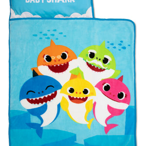 NoJo Baby Shark Toddler Nap Mat - Includes Attached Pillow and Blanket
