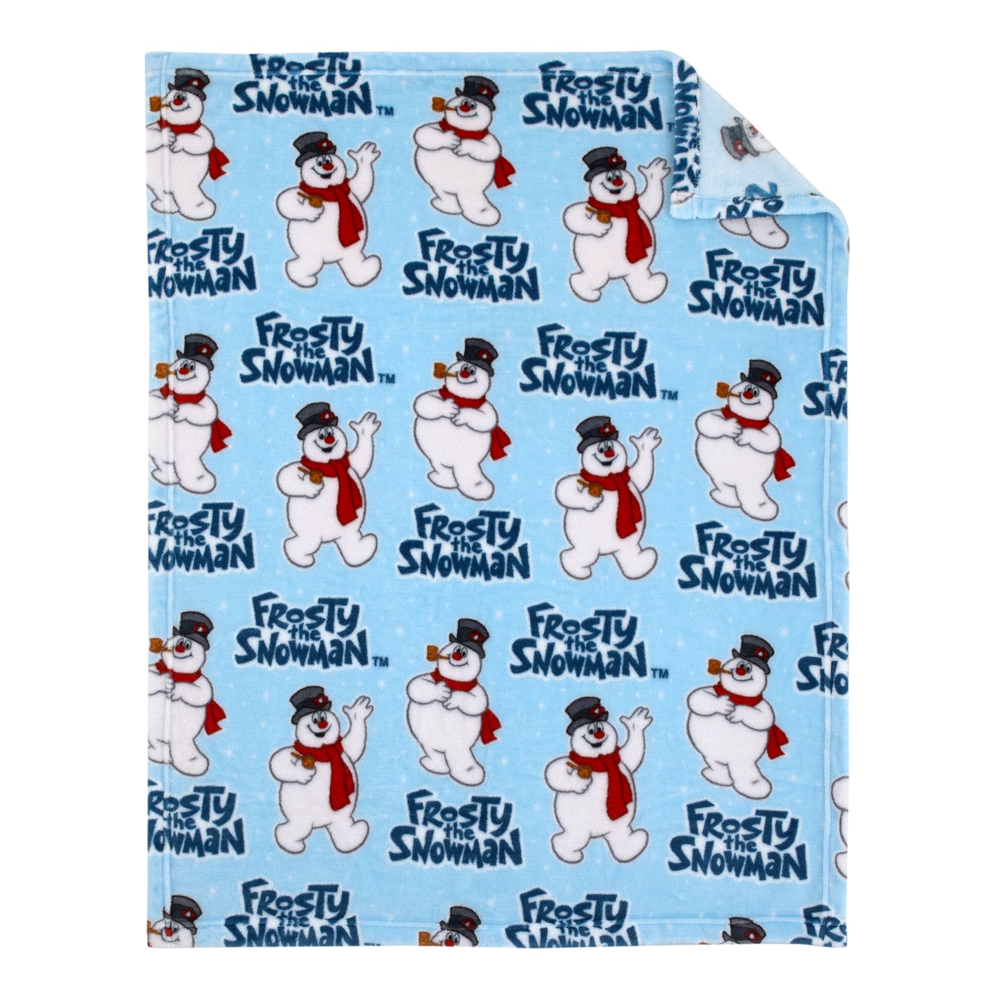 Warner Brothers Frosty The Snowman Light Blue, Red, and White Super Soft Holiday Baby Blanket