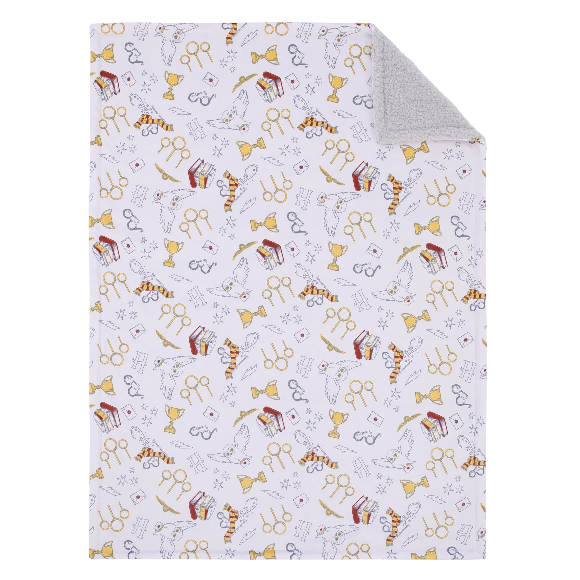Harry Potter White, Gold, and Red Sherpa Baby Blanket