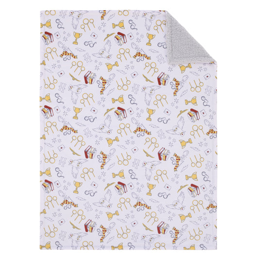 Harry Potter White, Gold, and Red Sherpa Baby Blanket