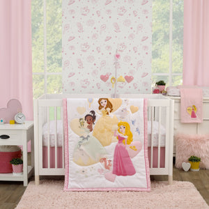 Disney Make A Wish Princess Pink and White Fitted Crib Sheet