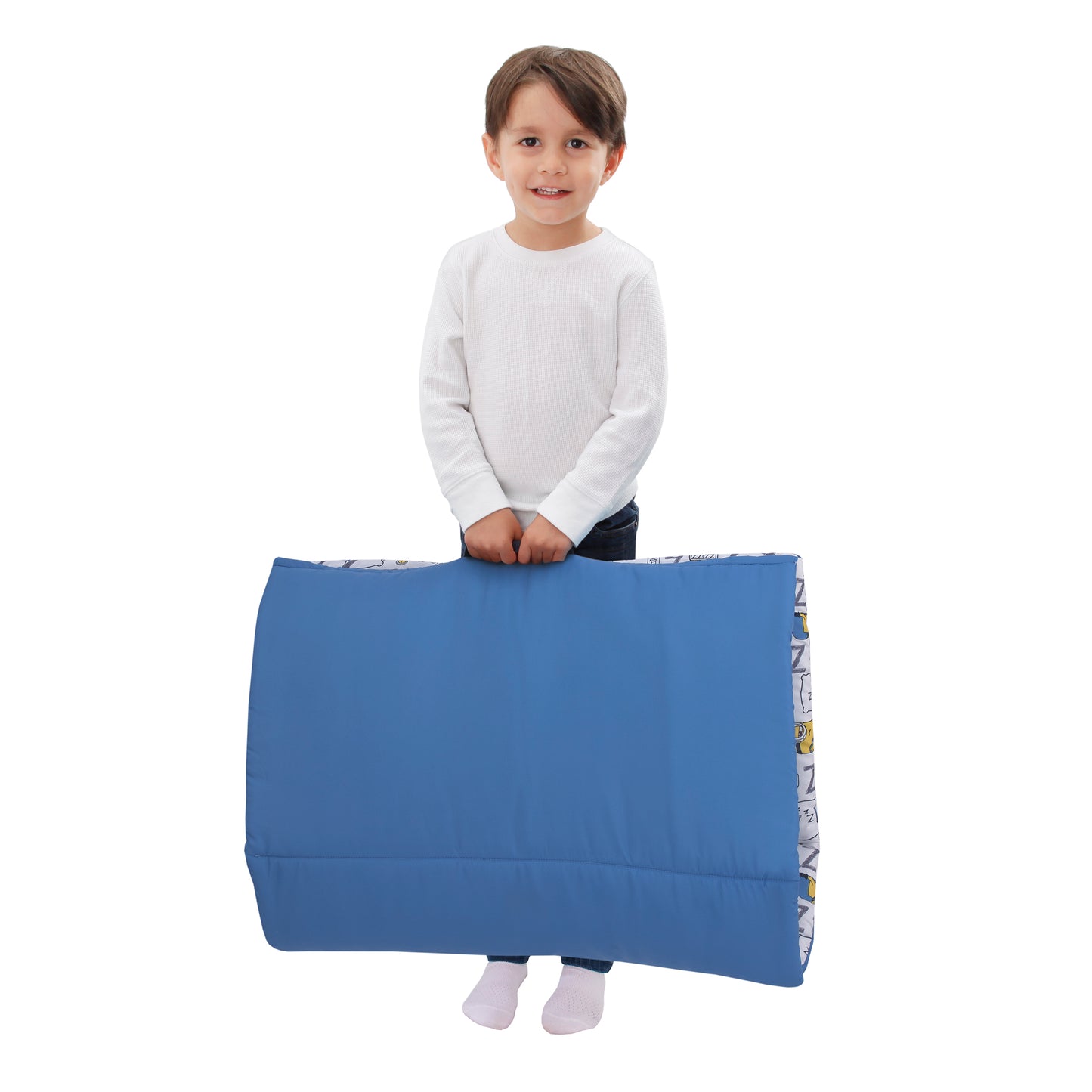 Illumination Lazy Minions Club Gray, Blue, Yellow, and White Deluxe Easy Fold Toddler Nap Mat