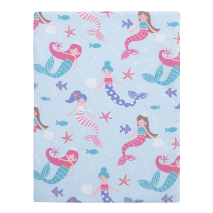 Everything Kids Mermaid, Seashell, Star Fish Aqua, Lavender and Pink Preschool Nap Pad Sheet