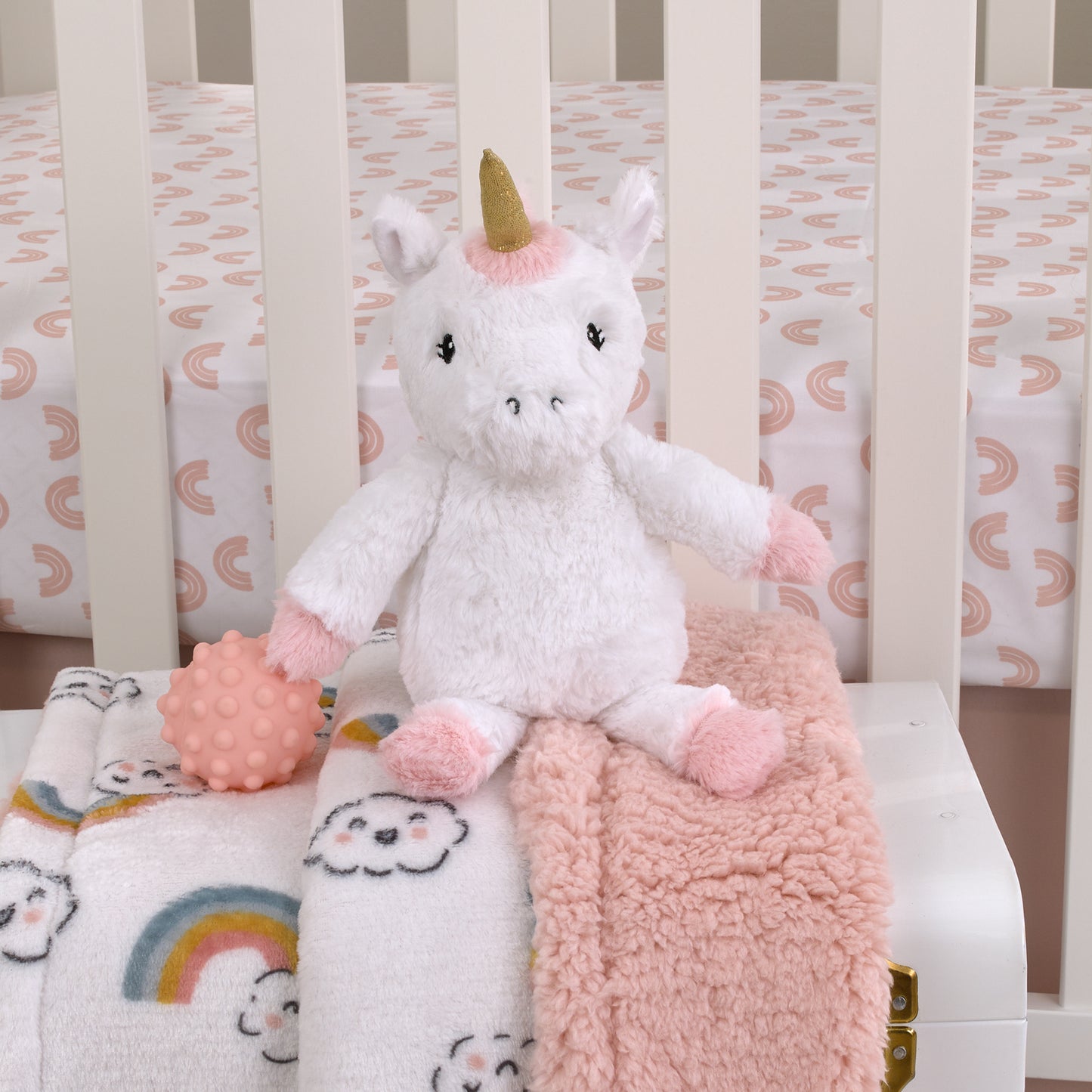Carter's Chasing Rainbows - White, Pink and Gold Sparkle Unicorn Super Soft Plush Stuffed Animal