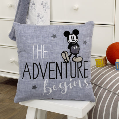Disney Mickey Mouse - Call Me Mickey Blue and White The Adventure Begins Decorative Throw Pillow