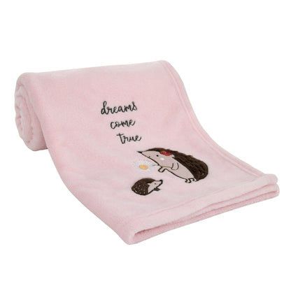 NoJo Keep Blooming Pink and Brown Super Soft Hedgehog 'Dreams Come True' Baby Blanket