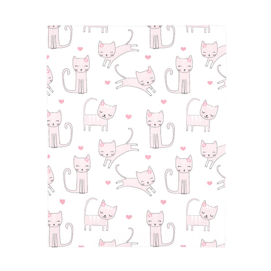 NoJo Super Soft Pink and White Purrdy Kitty Cat Fitted Crib Sheet