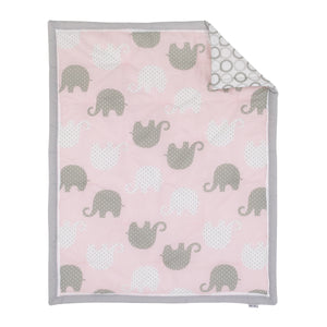 NoJo The Dreamer Pink and Grey Elephant 8 Piece Nursery Crib Bedding Set