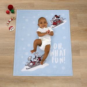Disney Mickey and Minnie Mouse Blue, White and Red Winter Holiday 