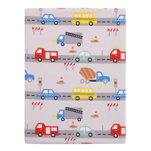 Construction, Bus, Truck, and Car Red, Yellow, and Blue Preschool Nap Pad Sheet
