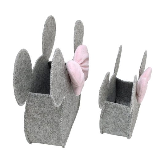 NoJo Disney Minnie Mouse Shaped Grey and Pink 2 Piece Felt Nursery Storage Caddy - 1 Large, 1 Small