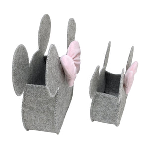 NoJo Disney Minnie Mouse Shaped Grey and Pink 2 Piece Felt Nursery Storage Caddy - 1 Large, 1 Small