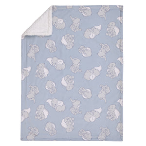 Disney Dumbo Sweet Little Baby Light Blue and White Super Soft Sherpa Baby Blanket