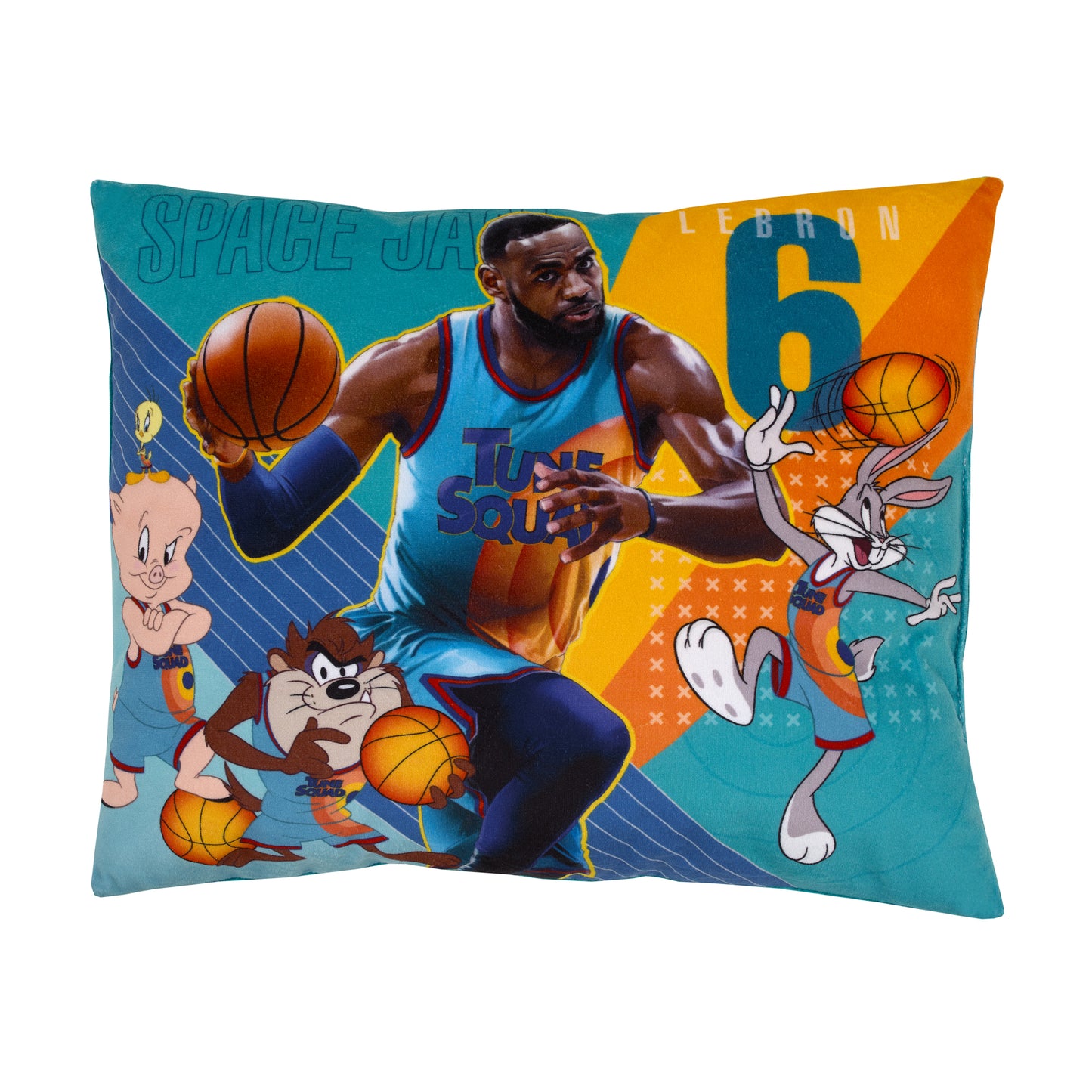 Warner Brothers Space Jam Blue, Orange and Teal Looney Tunes Super Soft Decorative Throw Pillow