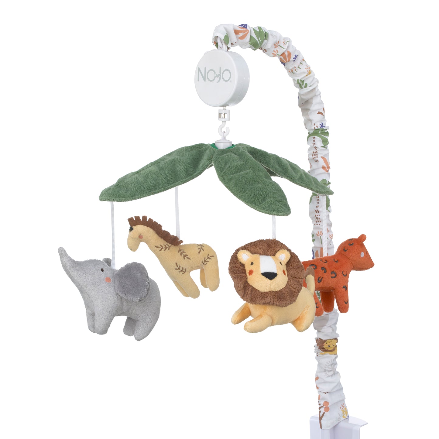 NoJo Jungle Trails Green, Gold, and Grey Musical Mobile with Plush Animals