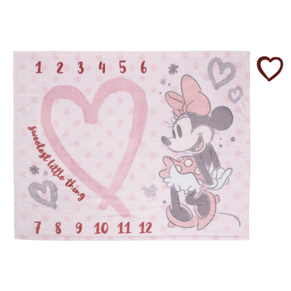 Disney Minnie Mouse Pink, Rose, Black and White Super Soft Milestone Baby Blanket