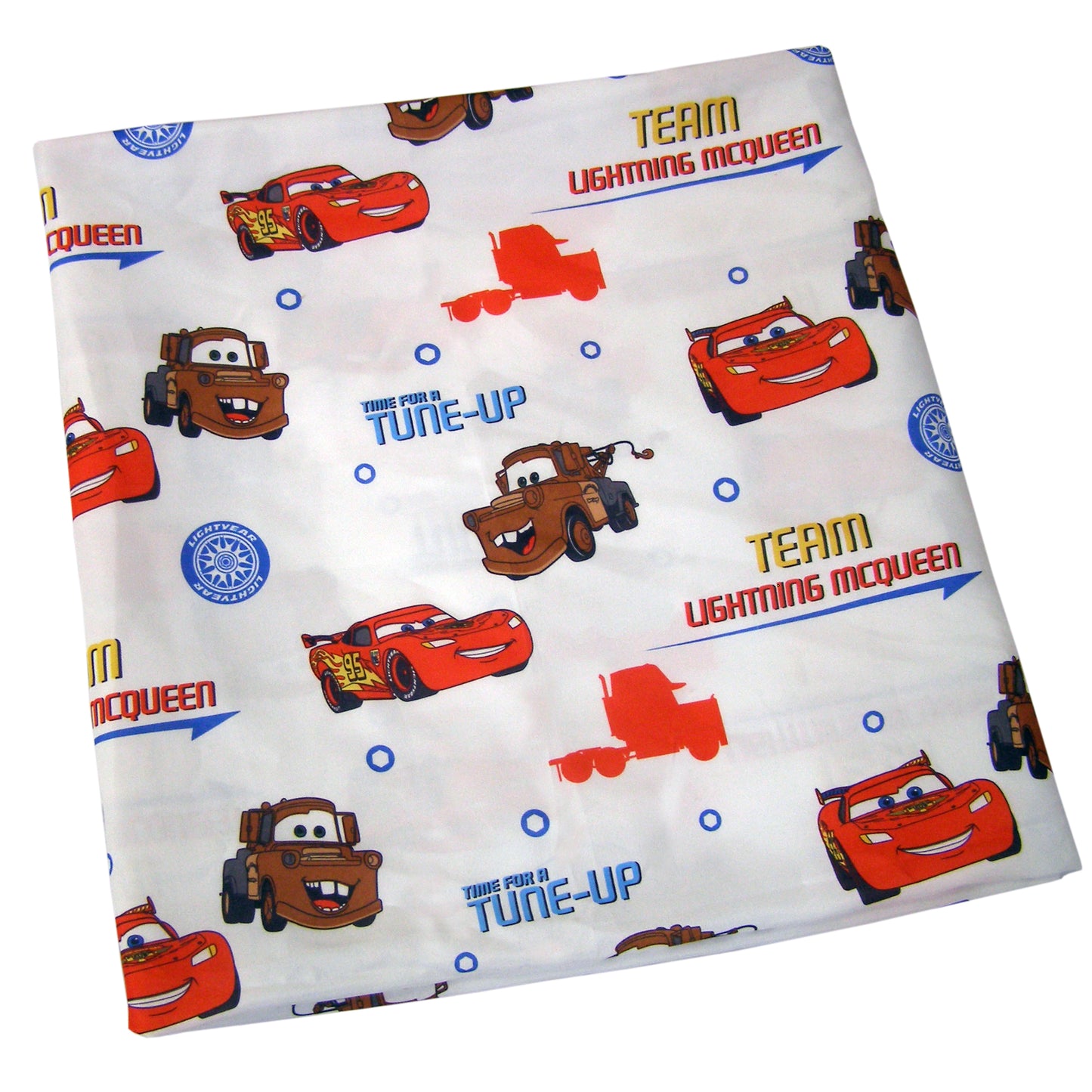 Disney Cars Team Lightning McQueen 2 Pack Super Soft Fitted Toddler Sheet and Pillowcase Set - Blue, Red and Brown