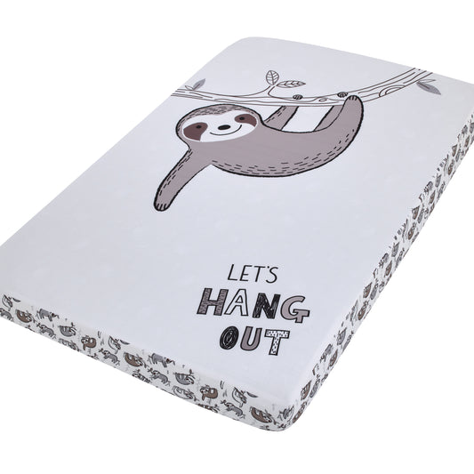 Little Love by NoJo Let's Hang Out Grey and Ivory Sloth Photo Op Fitted Mini Crib Sheet